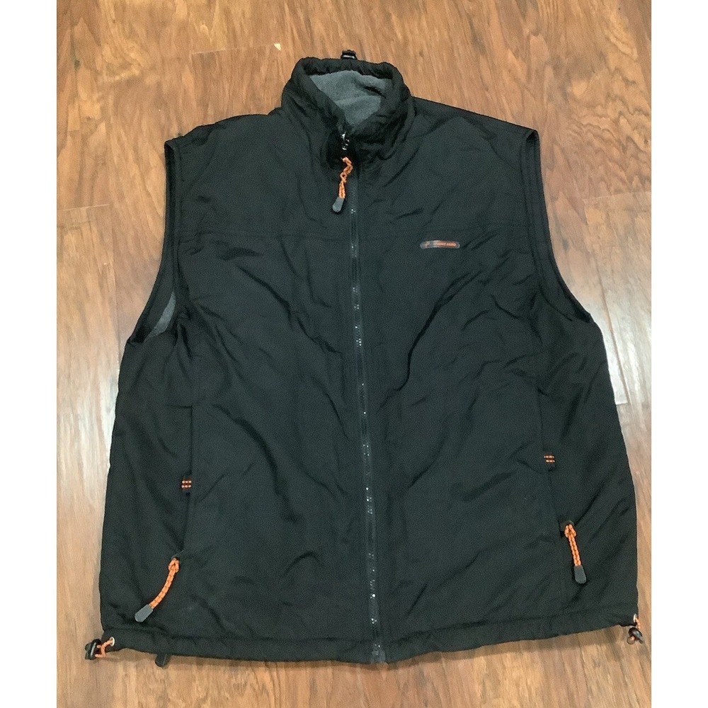 Point Zero Reversible Vest Mens Water Resistant Fleece Black Full Zip Mock Neck